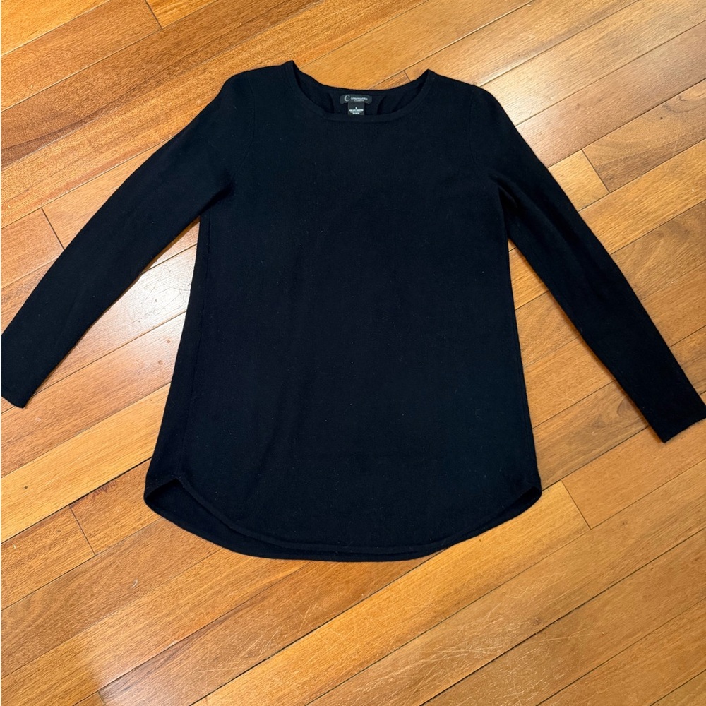 C by Bloomingdale's 100% Cashmere Black Long Sleeve Sweater